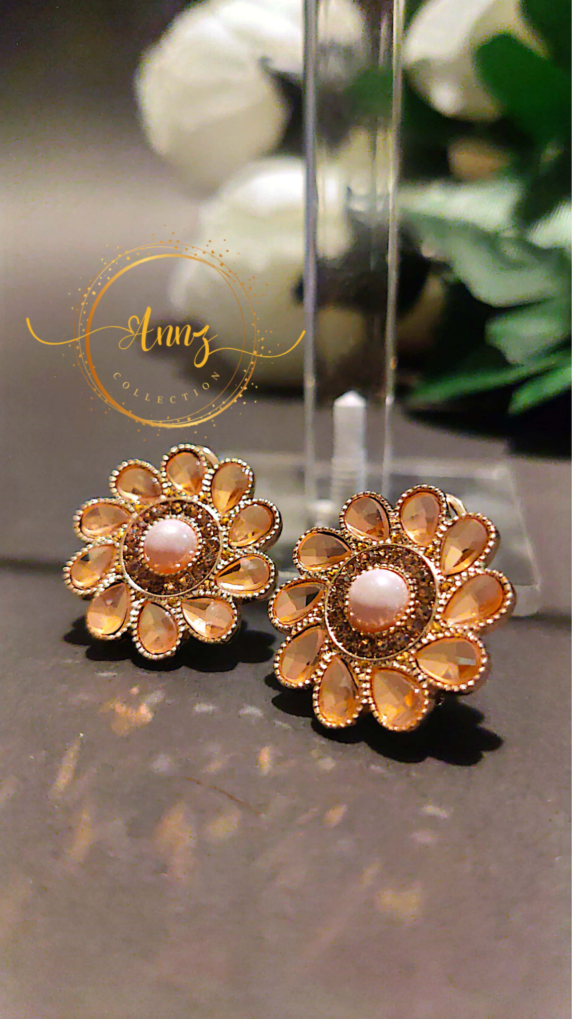 Kundan Style Ear Studs  |  Annz Collection